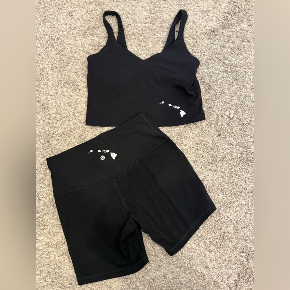 Black Lululemon Hawaii Limited Edition Set size 10- shorts and cropped top